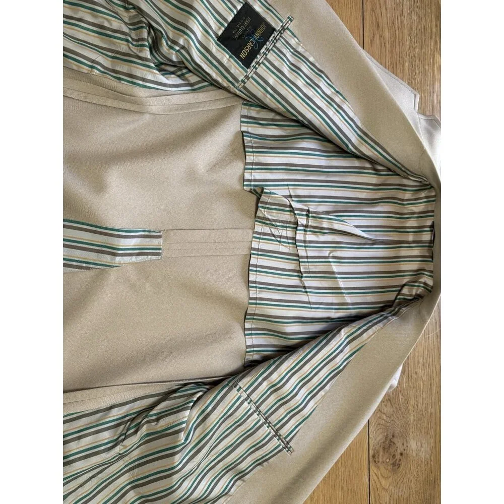 Johnny Carson Blazer Mens Measured Tan Sports Coat Jacket 2 Buttons Designer VTG